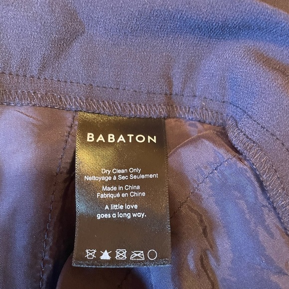 Aritzia Babaton Tuxedo Trouser Pants Navy Blue Brown Side Stripe Cropped Size 6 - Picture 5 of 6